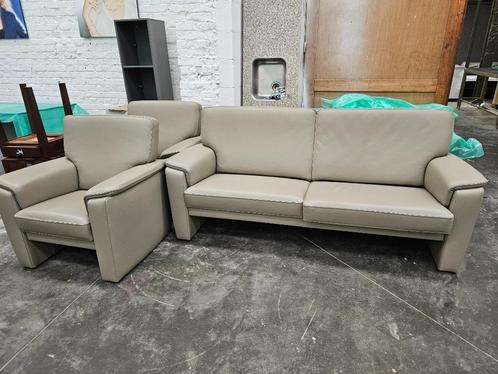 Duurzame lederen zetel set 3 + 1 + 1 zit, Huis en Inrichting, Zetels | Complete zithoeken, Leer, Ophalen of Verzenden