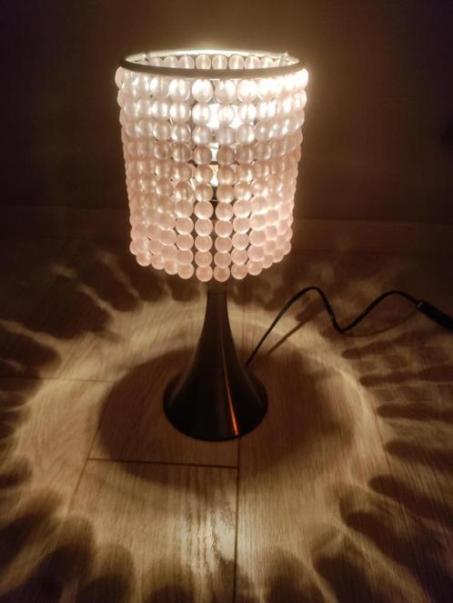 Vintage kralen tafellamp, Huis en Inrichting, Lampen | Tafellampen, Zo goed als nieuw, Minder dan 50 cm, Glas, Metaal, Ophalen of Verzenden