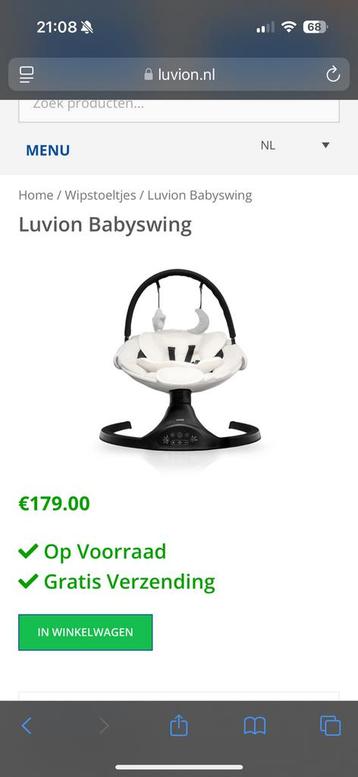 Luvion baby swing - nieuwstaat! disponible aux enchères