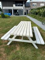 Mooie picknicktafel in het wit, Tuin en Terras, Picknicktafels, Ophalen, Zo goed als nieuw, Rechthoekig, Hout