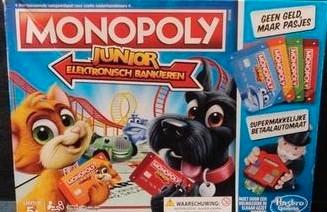 Monopoly Junior Elektronisch bankieren, Hobby en Vrije tijd, Gezelschapsspellen | Bordspellen, Zo goed als nieuw, Ophalen