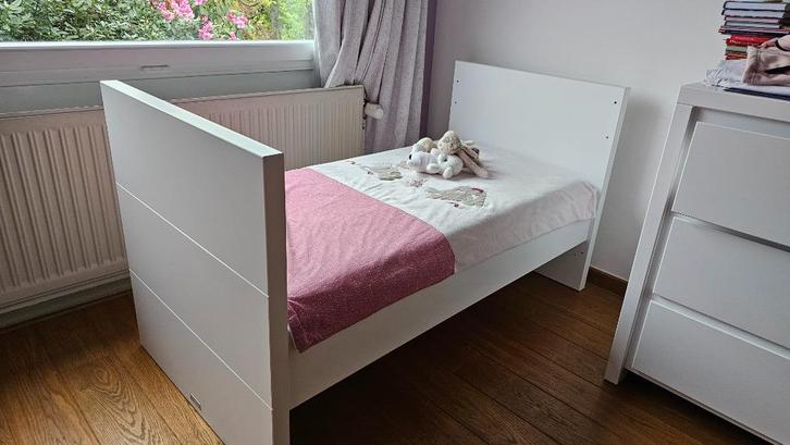 Lit bébé évolutif Bopita Camille blanc 70x140 + Matelas coco, Kinderen en Baby's, Kinderkamer | Bedden, Gebruikt, 140 tot 160 cm