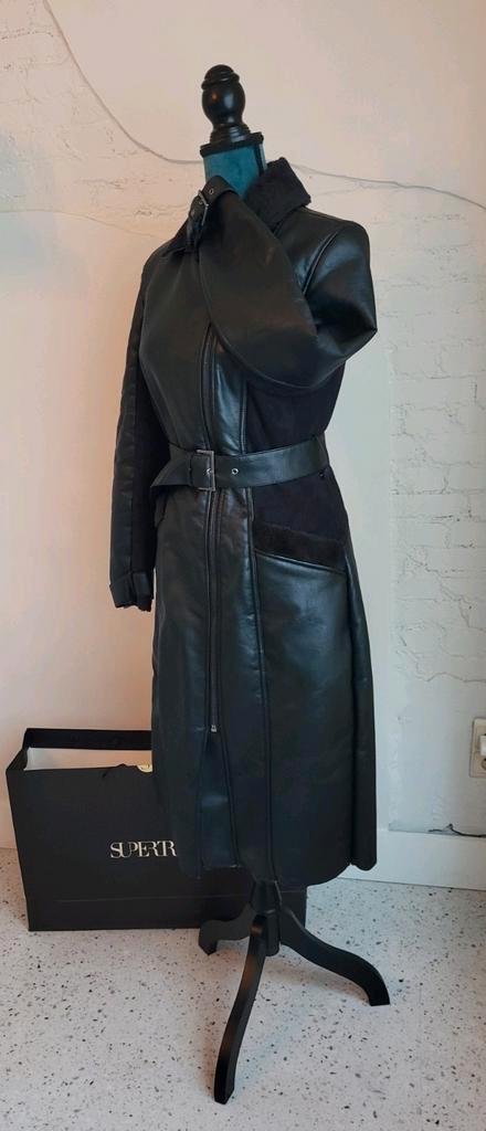kuitlange jas, Supertrash, namaak leder, Kleding | Dames, Jassen | Winter, Gedragen, Maat 36 (S), Zwart, Ophalen of Verzenden