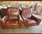 Paire de fauteuils vintage cognac pivotants, Enlèvement ou Envoi