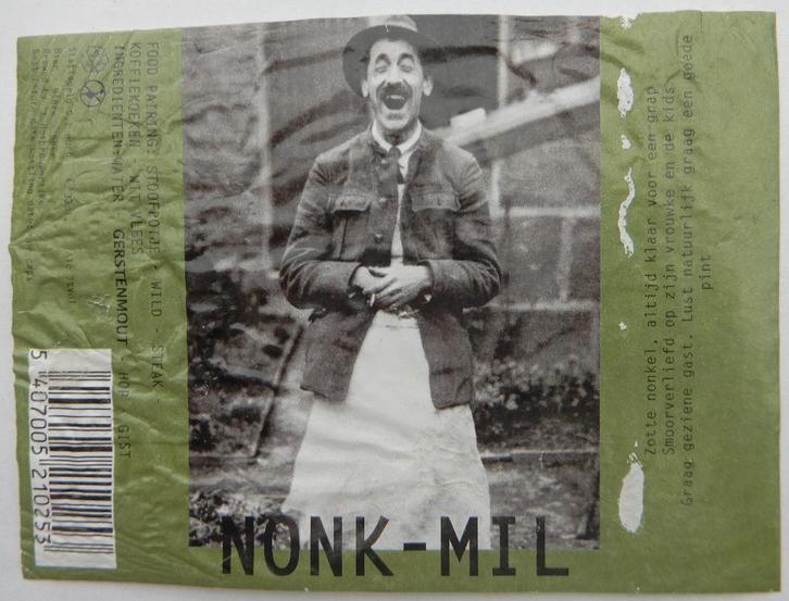 Bieretiket Nonk-Mil Brouwerij Hofbrouwerijke (11r3), Verzamelen, Biermerken, Gebruikt, Verzenden