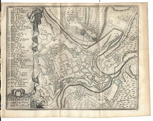 1720 - plan de Luxembourg / Luxemburg, Antiek en Kunst, Kunst | Etsen en Gravures, Verzenden