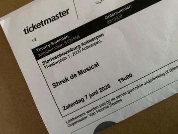Tickets Shrek musical, Tickets en Kaartjes, Twee personen, Juni