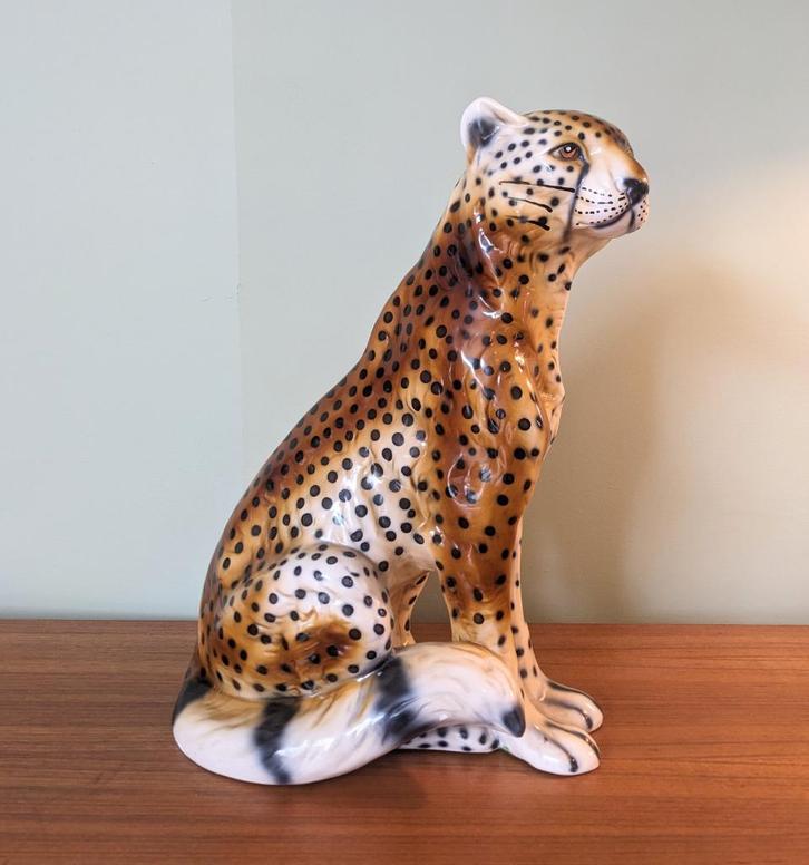 Vintage Leopard Italië 1960', Antiek en Kunst, Antiek | Keramiek en Aardewerk, Ophalen