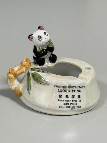 Vintage asbak bamboe stronk met panda Loong Fong belgie beschikbaar voor biedingen