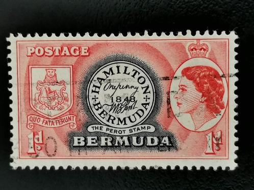 Bermuda 1953 - zegel op zegel - 1e postzegel Bermuda, Postzegels en Munten, Postzegels | Amerika, Gestempeld, Midden-Amerika, Ophalen of Verzenden