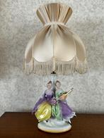 2 Vintage porseleinen tafellampen, originele lampenkap, Antiek en Kunst, Antiek | Verlichting, Ophalen
