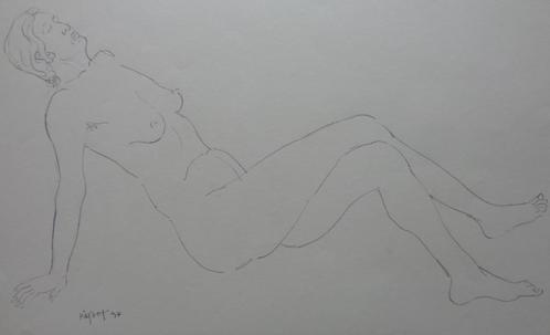 RIK POOT / NAAKTE VROUW / ORIGINEEL WERK / 32x50cm / SIG 97, Antiek en Kunst, Kunst | Schilderijen | Modern, Ophalen of Verzenden