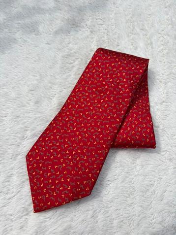 Cravate en soie Hermès, Rouge, Hermès, À motif, Enlèvement