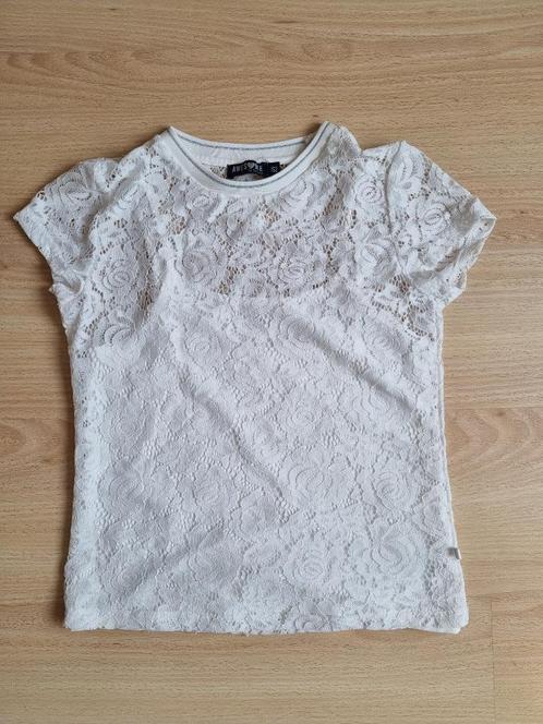 Wit shirt - Awesome - maat 152, Kinderen en Baby's, Kinderkleding | Maat 152, Gebruikt, Meisje, Shirt of Longsleeve, Ophalen of Verzenden
