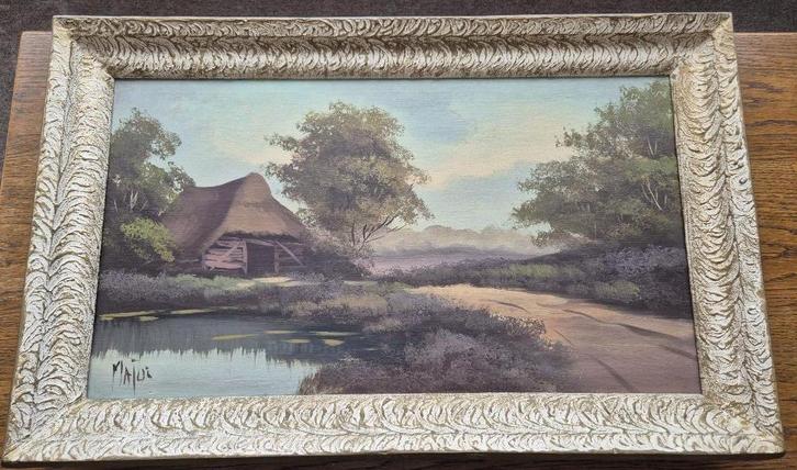 Landschapsschilderij gesigneerd Major, Antiek en Kunst, Kunst | Schilderijen | Klassiek, Ophalen