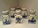 Set 6 Delfts blauw voorraadpotten - met stempel, Antiek en Kunst, Ophalen