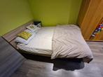 Tweepersoonsbed (+ eventueel gratis matras), Huis en Inrichting, Ophalen, Gebruikt, Bruin, 140 cm