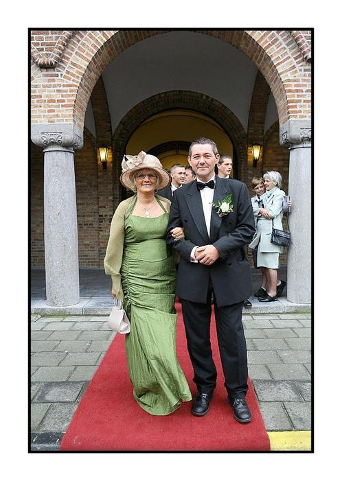 gala kleed, Kleding | Dames, Gelegenheidskleding, Zo goed als nieuw, Galajurk, Maat 42/44 (L), Groen, Ophalen of Verzenden