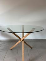 Glazen ronde tafel, Huis en Inrichting, Ophalen, Gebruikt, 100 tot 150 cm, Rond