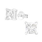 Zilveren oorbellen met vierkant zirkonia - 5mm, Handtassen en Accessoires, Oorbellen, Nieuw, Knopjes of Stekers, Met edelsteen