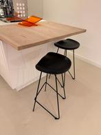 ALMA Barkruk – Massief Zwart Essenhout & Zwart Staal, Ophalen, Gebruikt, 60 tot 90 cm, Hout