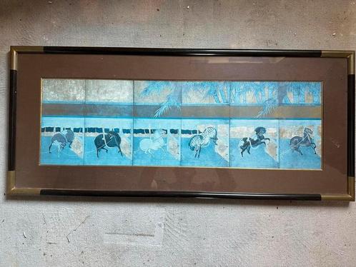 Frame met prachtige afbeelding van paarden, Antiek en Kunst, Antiek | Keramiek en Aardewerk, Ophalen of Verzenden