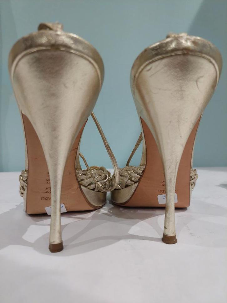 507C* Casadei - sexy gouden volledig leren sandalen (39,5), Kleding | Dames, Schoenen, Gedragen, Schoenen met hoge hakken, Overige kleuren