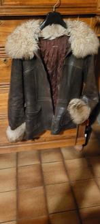 Lederen vest met bontkraag en manchetten, Ophalen, Maat 38/40 (M), Bruin