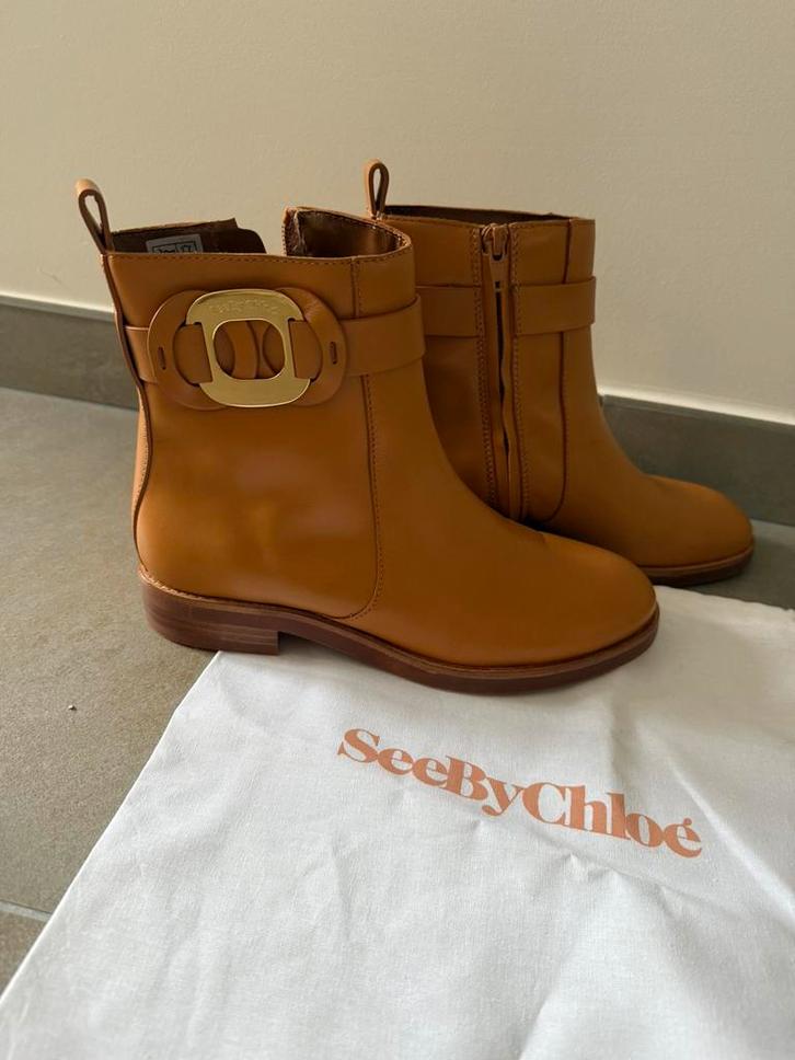 See By Chloé Chany leder enkellaarsjes, Kleding | Dames, Schoenen, Nieuw, Lage of Enkellaarzen, Bruin, Ophalen of Verzenden