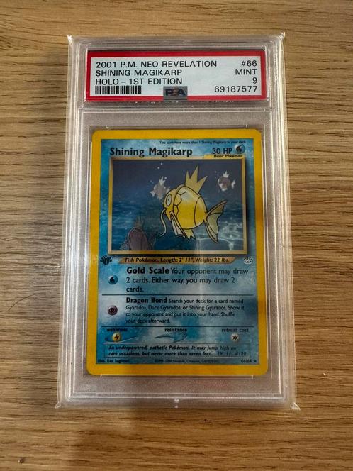 Shining Magikarp 1st edition PSA 9, Hobby en Vrije tijd, Verzamelkaartspellen | Pokémon, Zo goed als nieuw, Ophalen of Verzenden