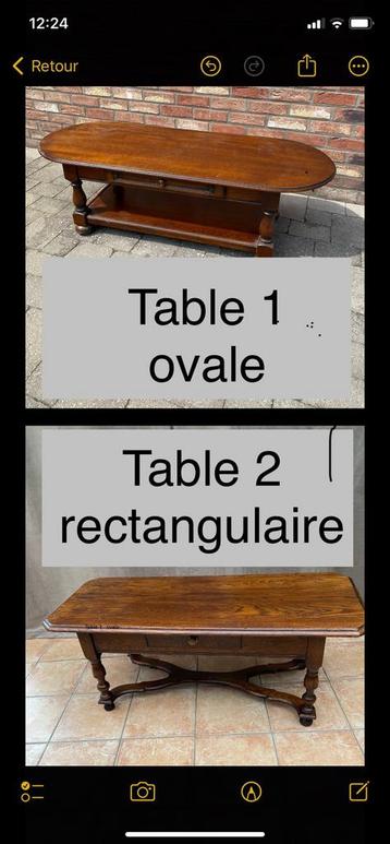Table de salon 1 ovale ou 2 rectangulaire