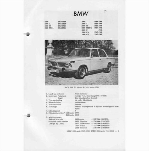BMW 1800 2000 Vraagbaak losbladig 1963-1968 #4 Nederlands, Livres, Autos | Livres, Utilisé, BMW, Enlèvement ou Envoi