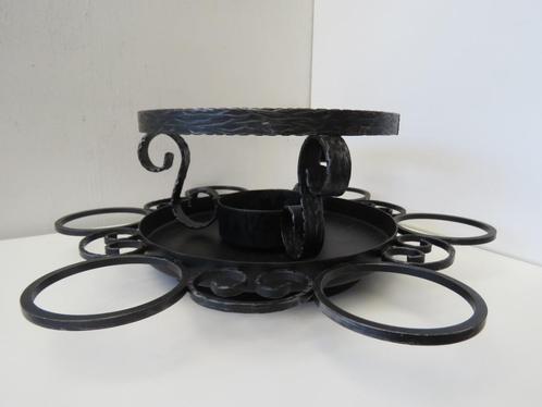 Vintage Lazy Susan Brutalist smeedijzer draaiplateau, Antiek en Kunst, Curiosa en Brocante, Ophalen of Verzenden