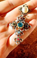 Grande croix/pendentif vintage avec pierres, Enlèvement ou Envoi, Comme neuf