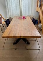 Massieve Eiken Tafel (240x100) + 6 Stoelen — topstaat, Huis en Inrichting, Ophalen, 100 tot 150 cm, Eikenhout, 200 cm of meer