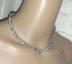 Ketting zoetwaterparels grijs zilver, Handtassen en Accessoires, Kettingen, Verzenden, Grijs, Steen of Mineraal, Met edelsteen