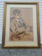 pastel ecolier signe romeo dumoulin 1918, Ophalen of Verzenden