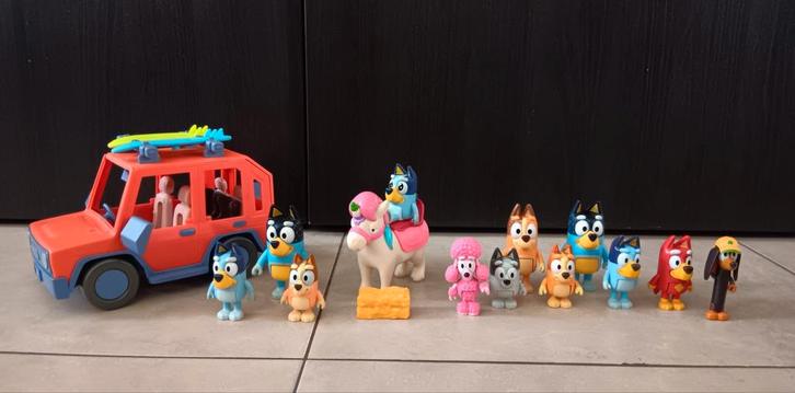 Bluey voiture, personnages, licorne, Kinderen en Baby's, Speelgoed | Actiefiguren, Ophalen of Verzenden