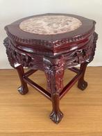Chinees rosewood met marmer ingelegd bijzettafeltje, Ophalen, Minder dan 45 cm, Chinees 19de eeuws, Zo goed als nieuw