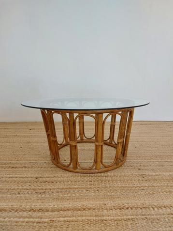 Vintage salontafel bamboe / glas