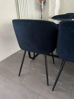 Fluweel 6 blauwe stoelen, Huis en Inrichting, Stoelen, Ophalen, Zo goed als nieuw