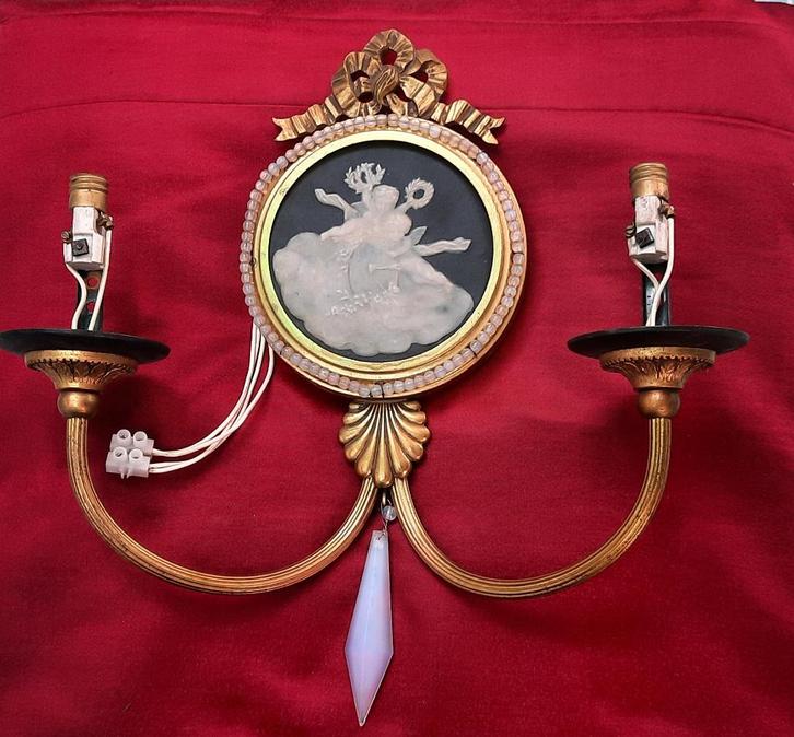 Applieken met medaillons in Limoges-porselein., Antiek en Kunst, Antiek | Verlichting, Ophalen of Verzenden