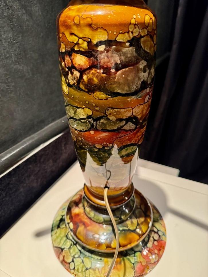 Glazen tafellamp geschilderd - NIEUWE PRIJS, Antiek en Kunst, Antiek | Glaswerk en Kristal, Ophalen