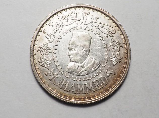 Marokko 500 Francs 1956 (zilver) - Mohammed V, Postzegels en Munten, Munten | Afrika, Losse munt, Overige landen, Zilver, Verzenden