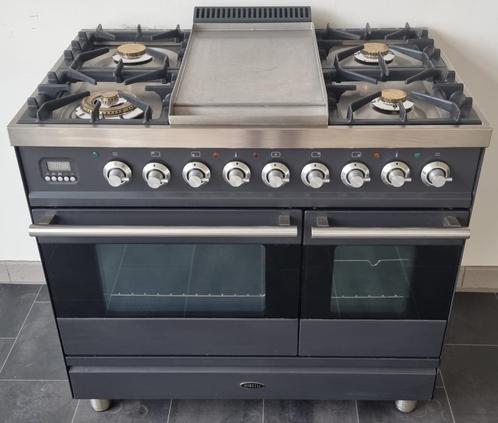 ☘️Luxe Fornuis Boretti 90 cm antraciet + rvs Frytop 2 ovens, Elektronische apparatuur, Fornuizen, Zo goed als nieuw, Vrijstaand