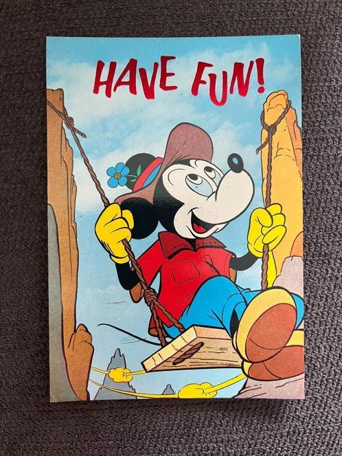 Postkaart Disney Mickey Mouse 'Have fun', Verzamelen, Disney, Zo goed als nieuw, Plaatje of Poster, Mickey Mouse, Verzenden