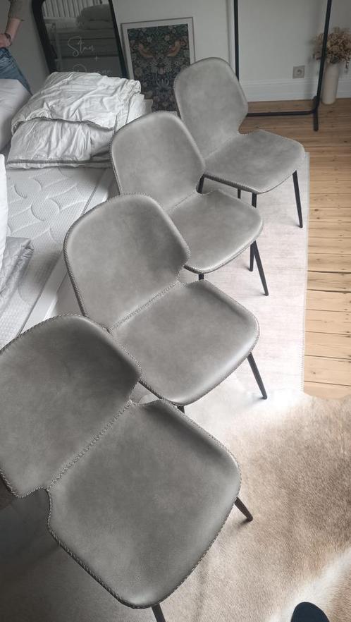 4 lederen stoelen Kare Design, Huis en Inrichting, Stoelen, Gebruikt, Vier, Leer, Metaal, Grijs, Ophalen