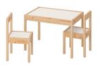 IKEA LÄTT Kindertafel en 2 stoelen, wit/grenen, Gebruikt, Stoel(en)