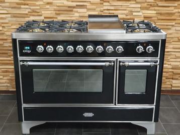 🔥Luxe Fornuis Boretti Majestic 120cm hoogglans zwart rvs  beschikbaar voor biedingen