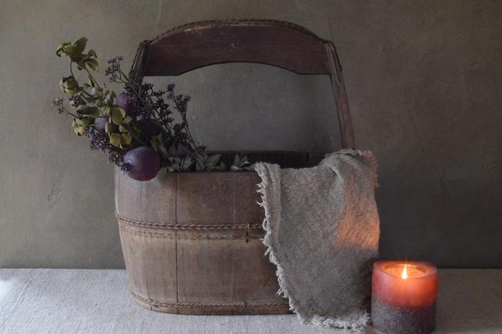 Oude houten ovale Chinese emmer, Antiek en Kunst, Curiosa en Brocante, Ophalen of Verzenden